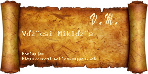 Vécsi Miklós névjegykártya